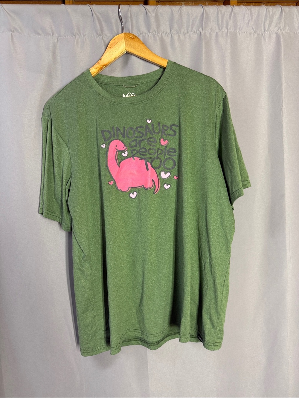 Green 'Dinosaurs Are People Too' Short Sleeve Graphic Tee